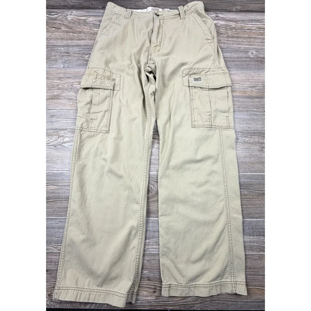 Y2K Levi's Cargo Loose Straight Pants Men's 32x32 Khaki Skater Baggy Streetwear